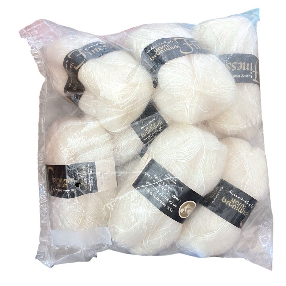 Finesse White Mohair Yarn 8 Skeins